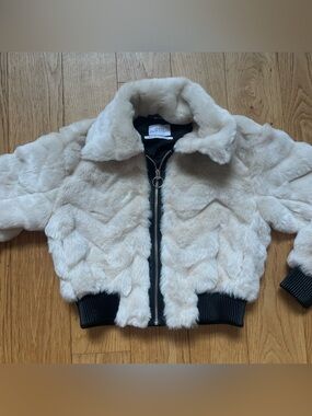 Urban Outfitters Faux Leather Cream & Black Cropped Jacket